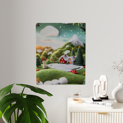 Crochet House Winter  Acrylic Wall Art Panels Home Decor