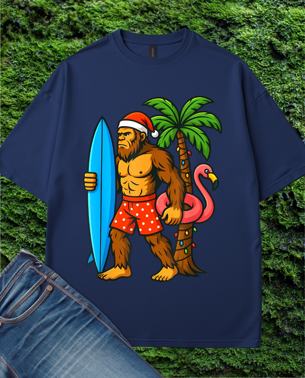 Christmas Bigfoot Hawaiian  T-Shirt