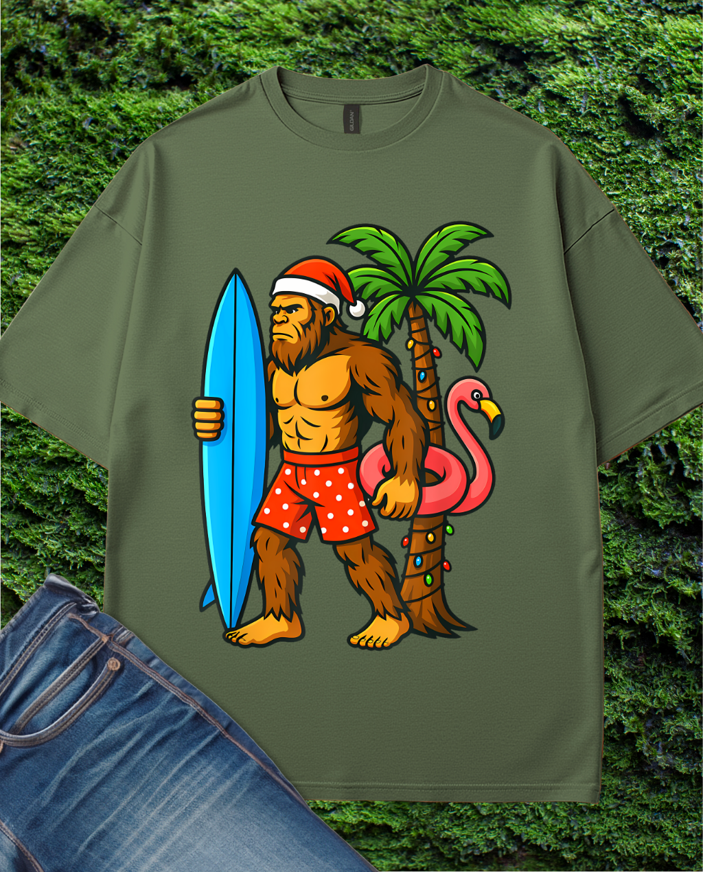 Christmas Bigfoot Hawaiian  T-Shirt