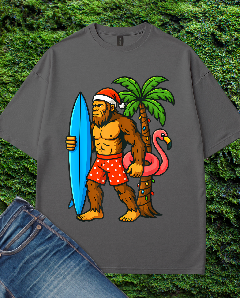 Christmas Bigfoot Hawaiian  T-Shirt