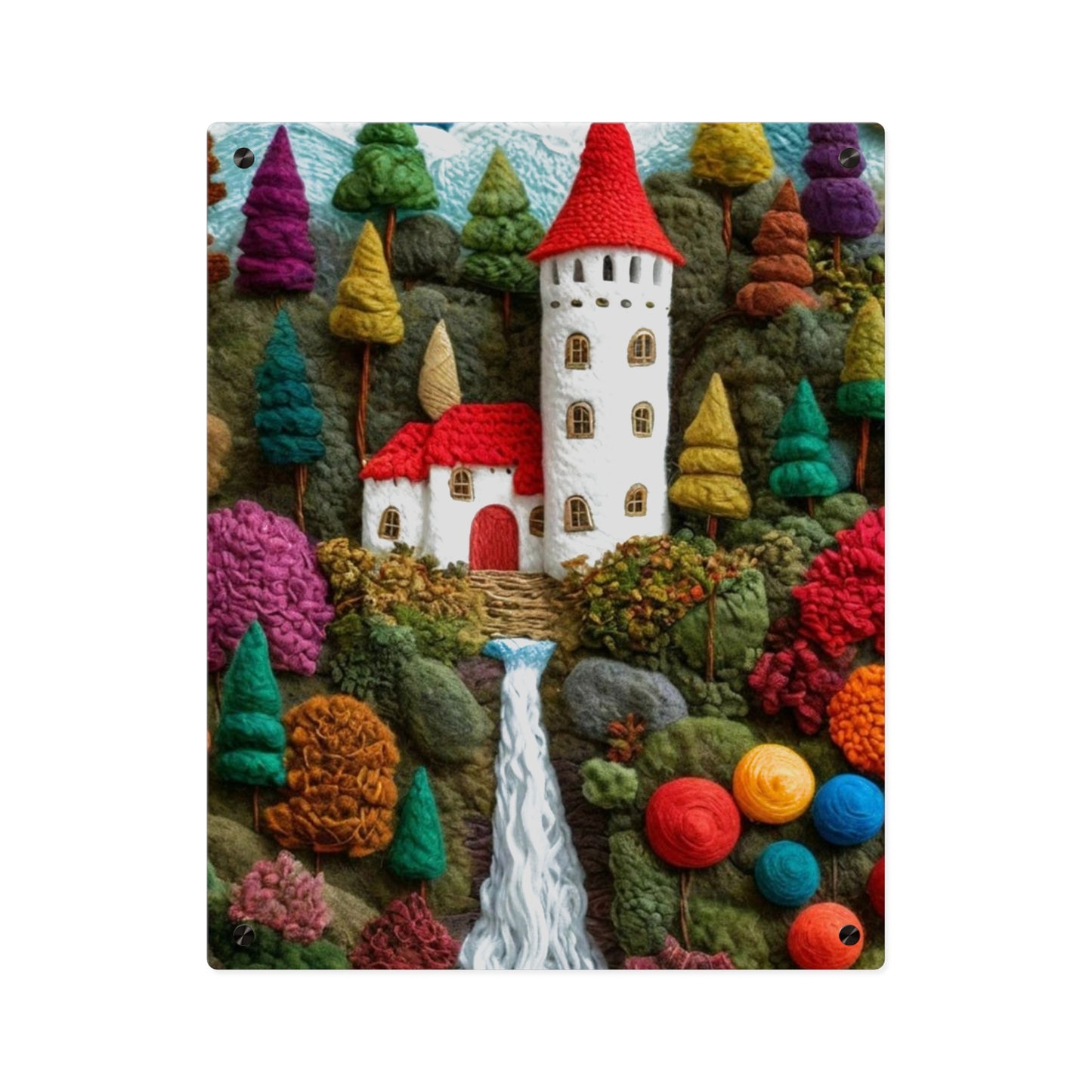 Castle Crochet House Winter  Acrylic Wall Art Panels Home Decor
