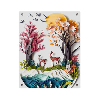 Nature and Deer 3d Art Acrylic Wall Art Panels Home Decor