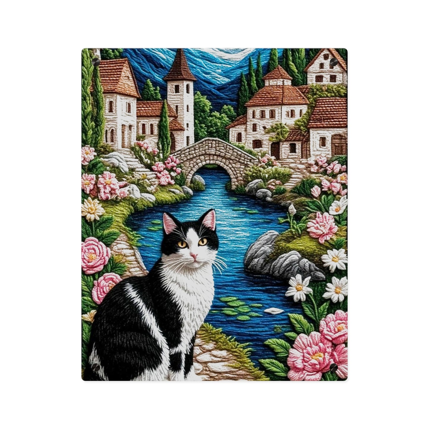 Crochet Cat Acrylic Wall Art Panels Home Decor