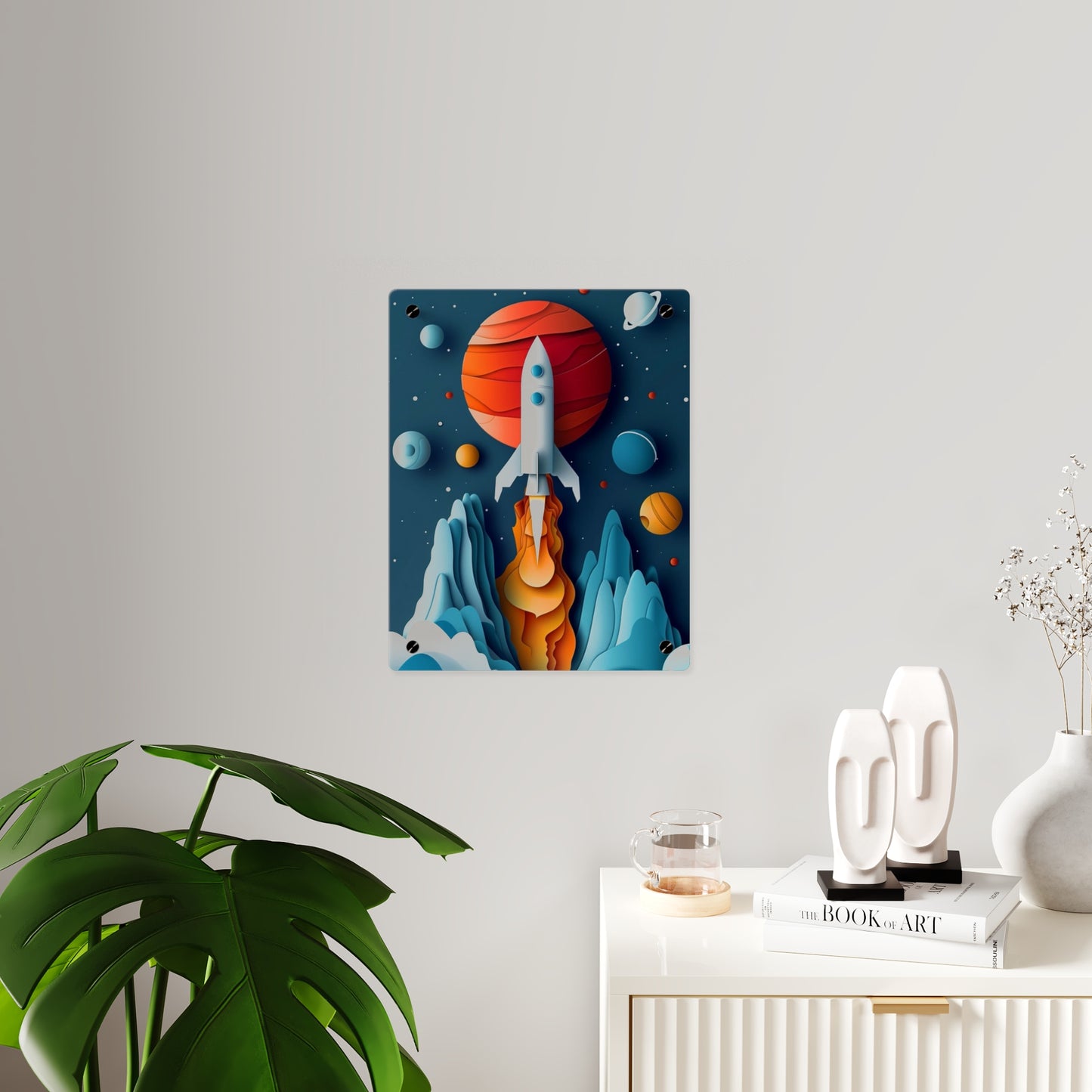 Rocket launch in Alien Planet Acrylic Wall Art Panels Home Decor