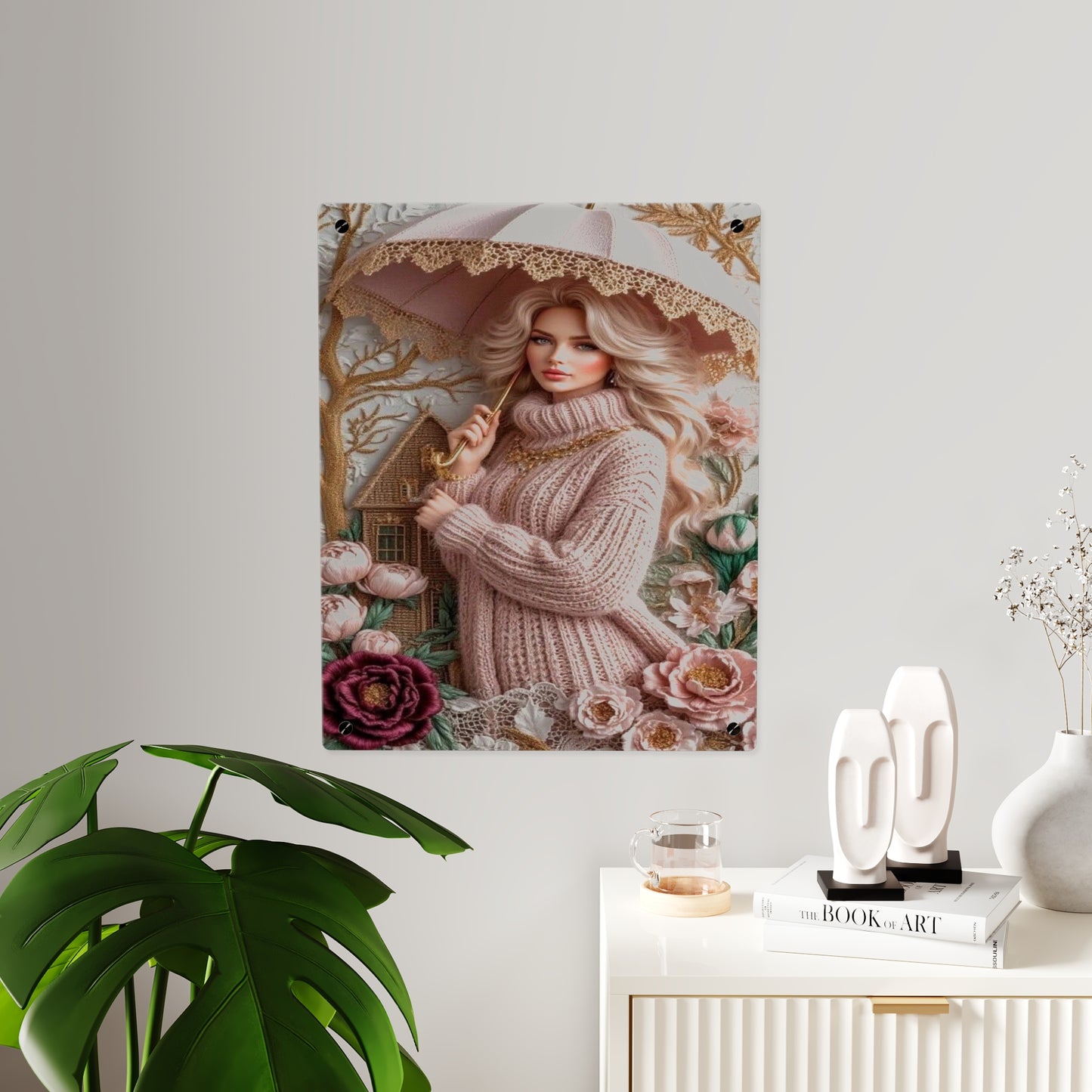 Crochet Cute Blonde Acrylic Wall Art Panels Home Decor