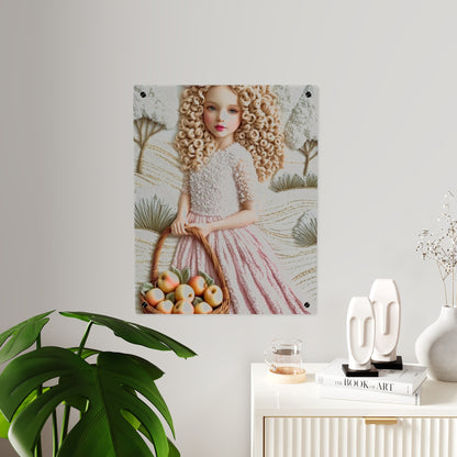 Cute Blonde Crochet Girl Acrylic Wall Art Panels Home Decor