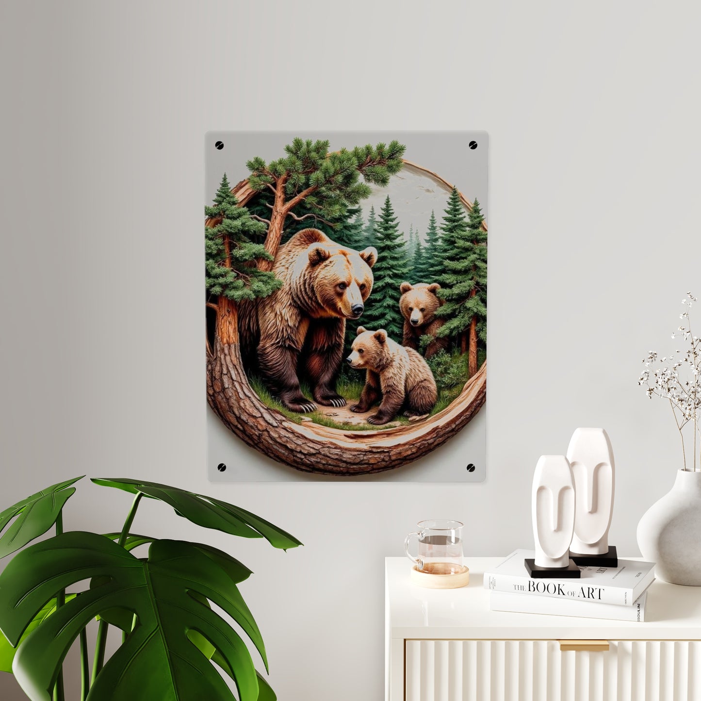 Modern Bear Acrylic Wall Art Panels Home Decor