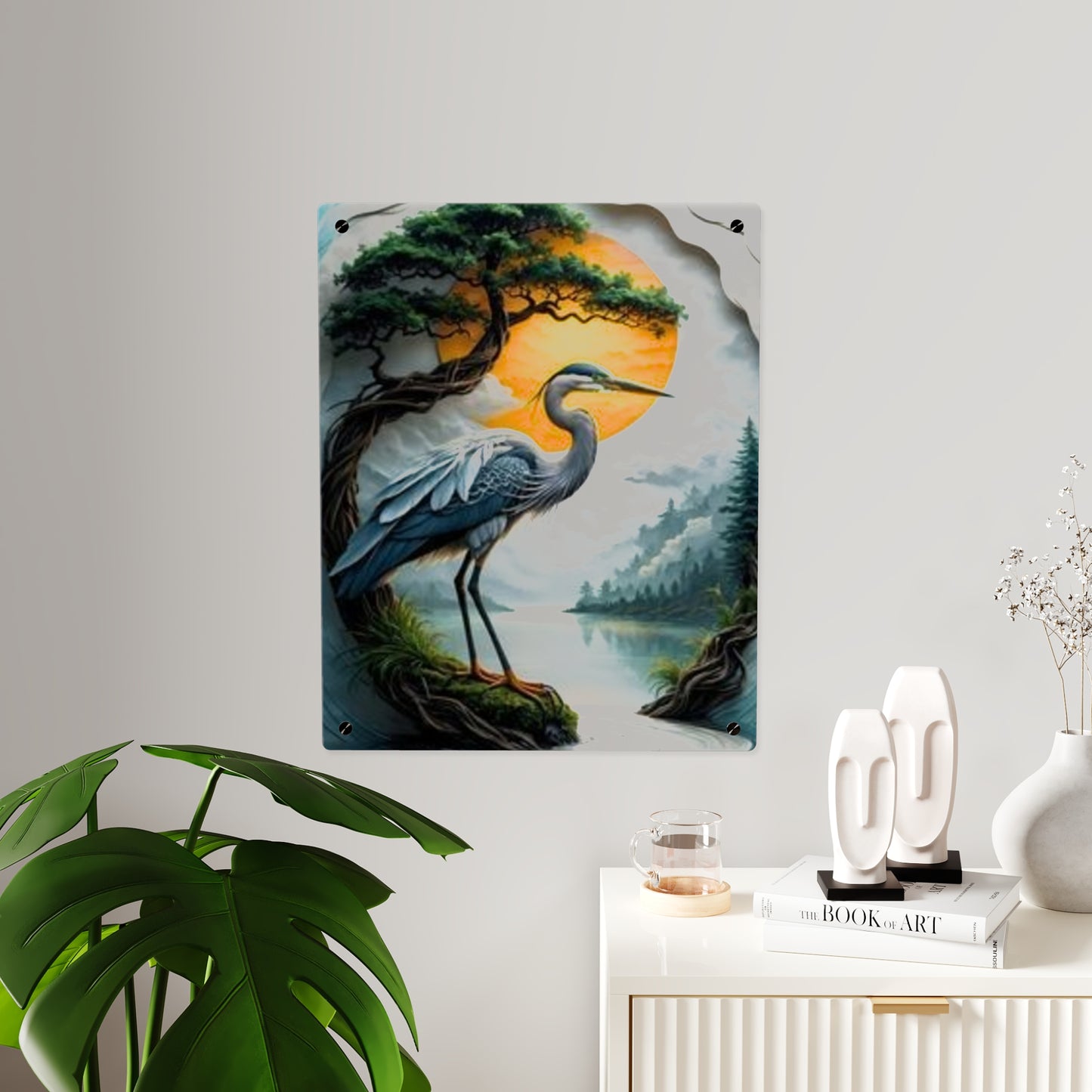 Modern Crane Acrylic Wall Art Panels Home Decor