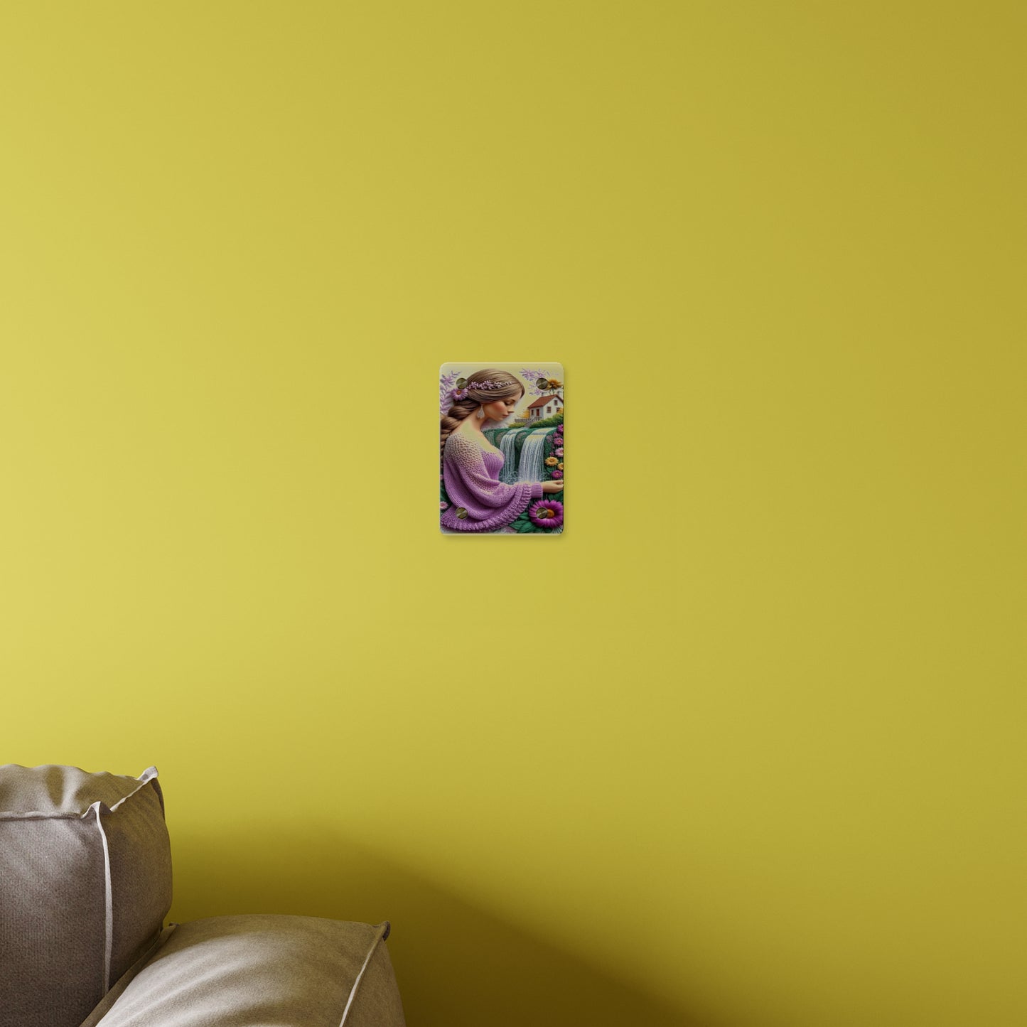 Crochet 3d Art Girl in Garden Acrylic Wall Art Panels Home Decor