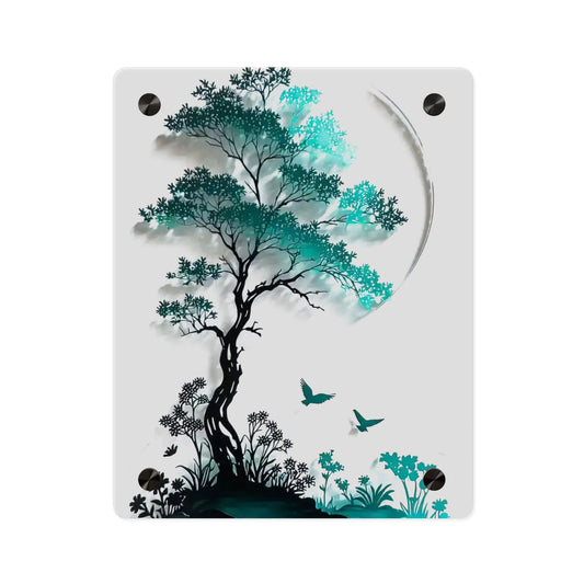 Blue Tree Side 3d Art Acrylic Wall Art Panels Home Decor