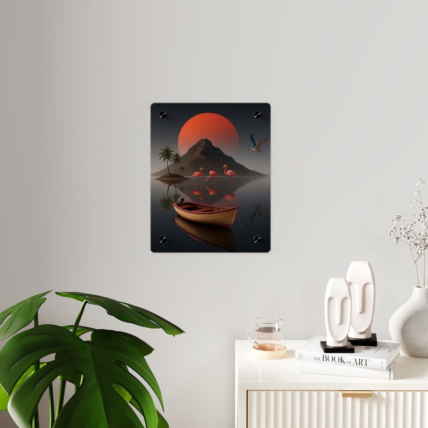 Modern Vintage Flamingo Acrylic Wall Art Panels Home Decor