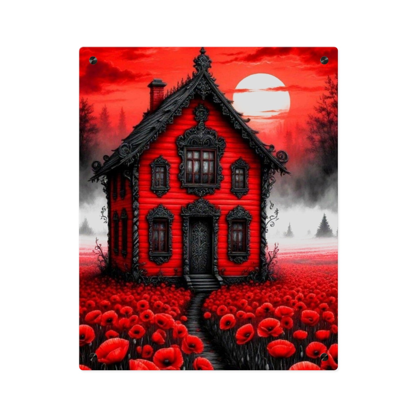 Red House Acrylic Wall Art Panels Home Decor