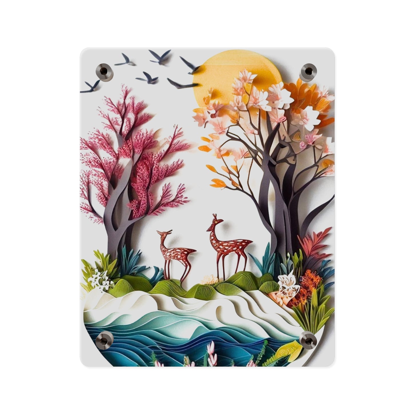 Nature and Deer 3d Art Acrylic Wall Art Panels Home Decor