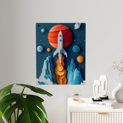 Rocket launch in Alien Planet Acrylic Wall Art Panels Home Decor