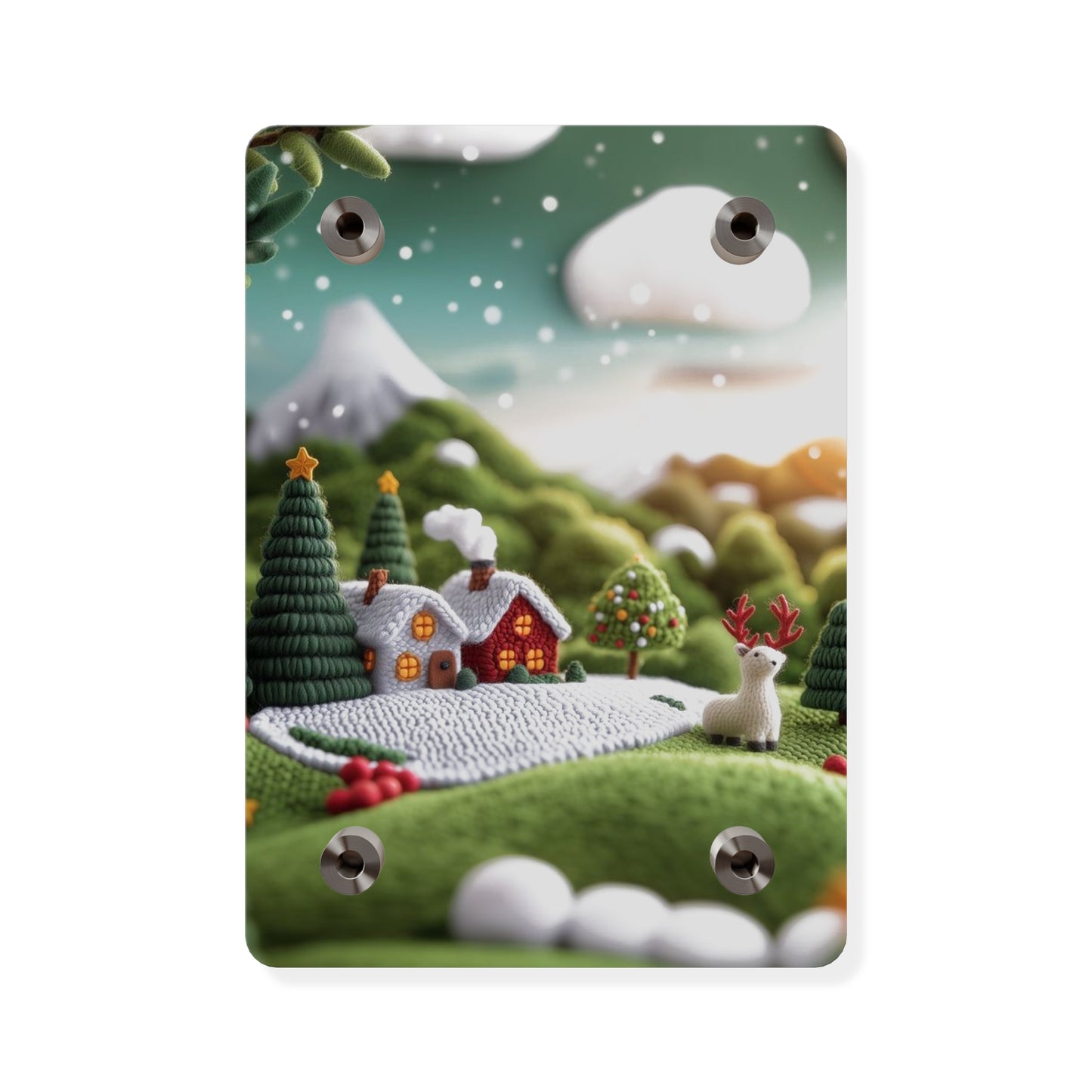 Crochet House Winter  Acrylic Wall Art Panels Home Decor