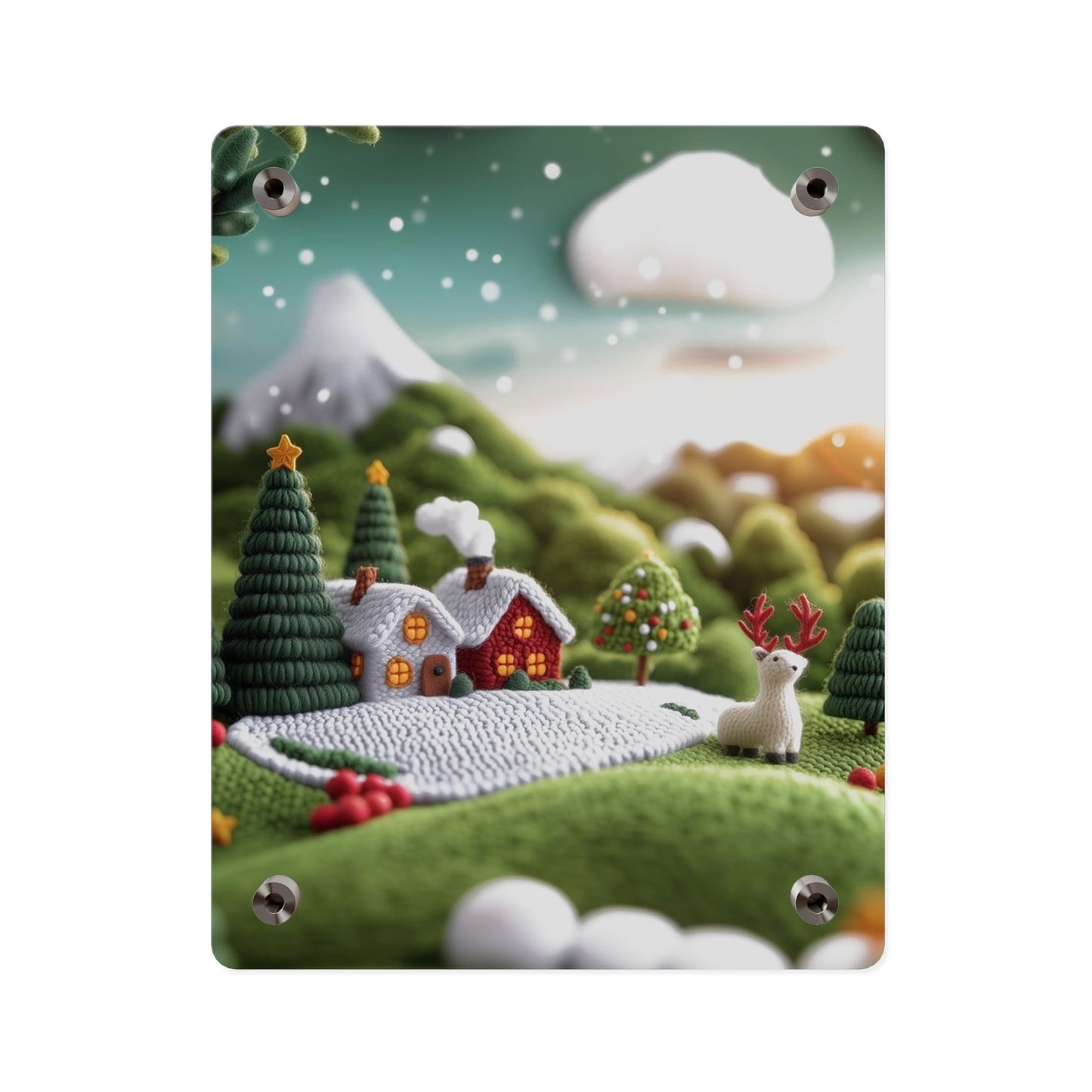 Crochet House Winter  Acrylic Wall Art Panels Home Decor