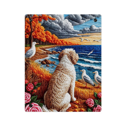 Crochet Dog At A Beach  Acrylic Wall Art Panels Home Decor