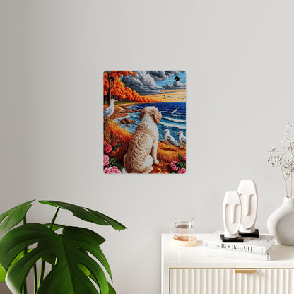 Crochet Dog At A Beach  Acrylic Wall Art Panels Home Decor