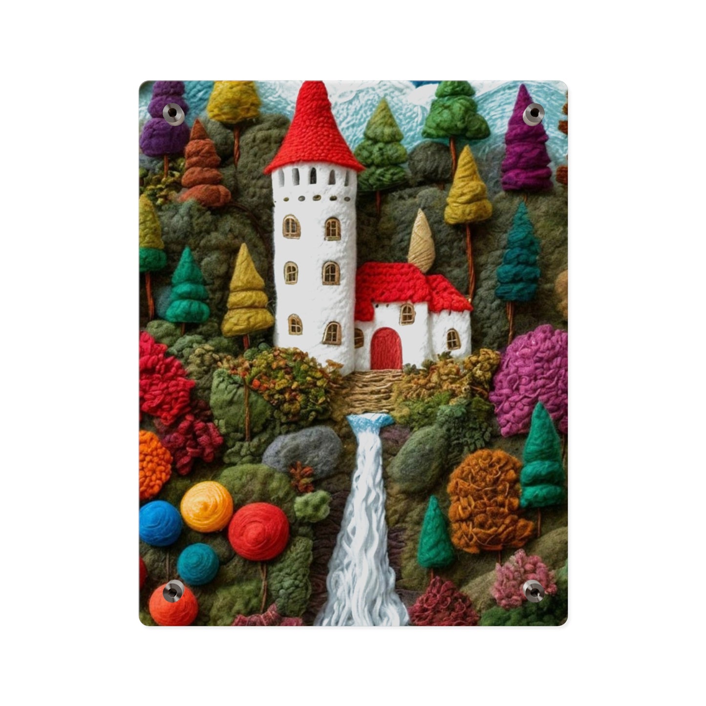 Castle Crochet House Winter  Acrylic Wall Art Panels Home Decor