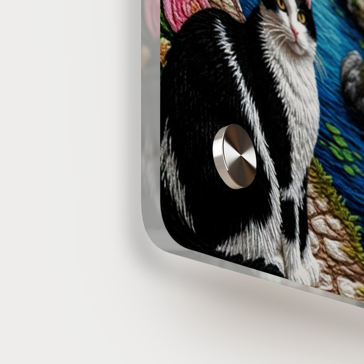 Crochet Cat Acrylic Wall Art Panels Home Decor