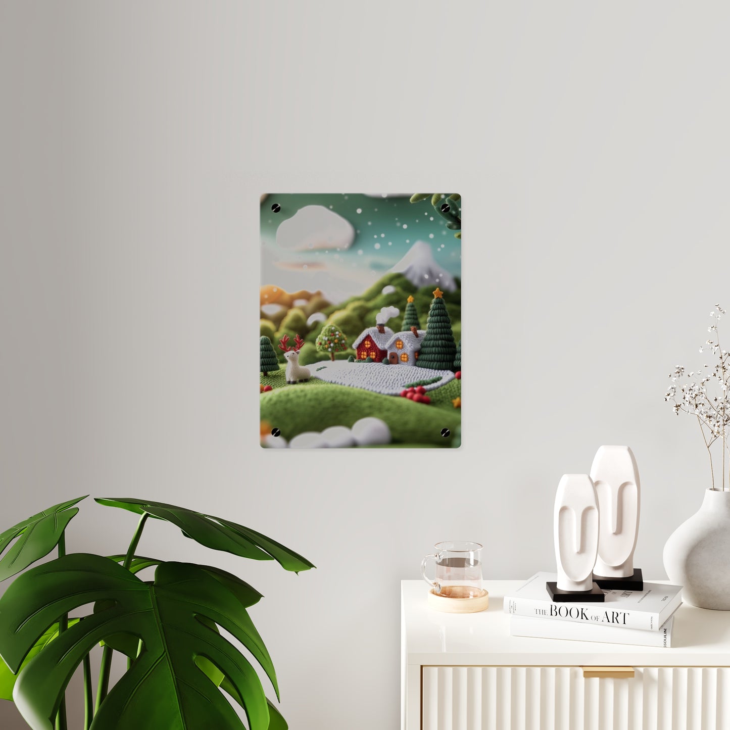 Crochet House Winter  Acrylic Wall Art Panels Home Decor