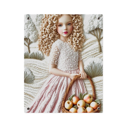 Cute Blonde Crochet Girl Acrylic Wall Art Panels Home Decor
