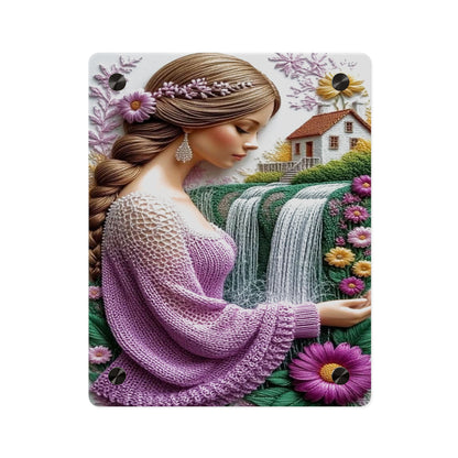 Crochet 3d Art Girl in Garden Acrylic Wall Art Panels Home Decor