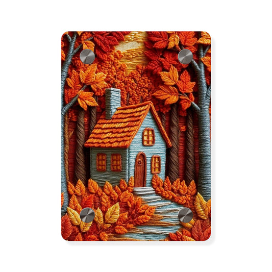 Crochet House Fall Acrylic Wall Art Panels Home Decor