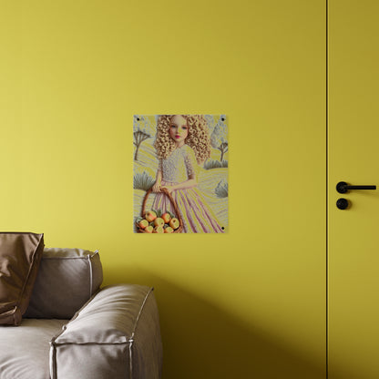 Cute Blonde Crochet Girl Acrylic Wall Art Panels Home Decor