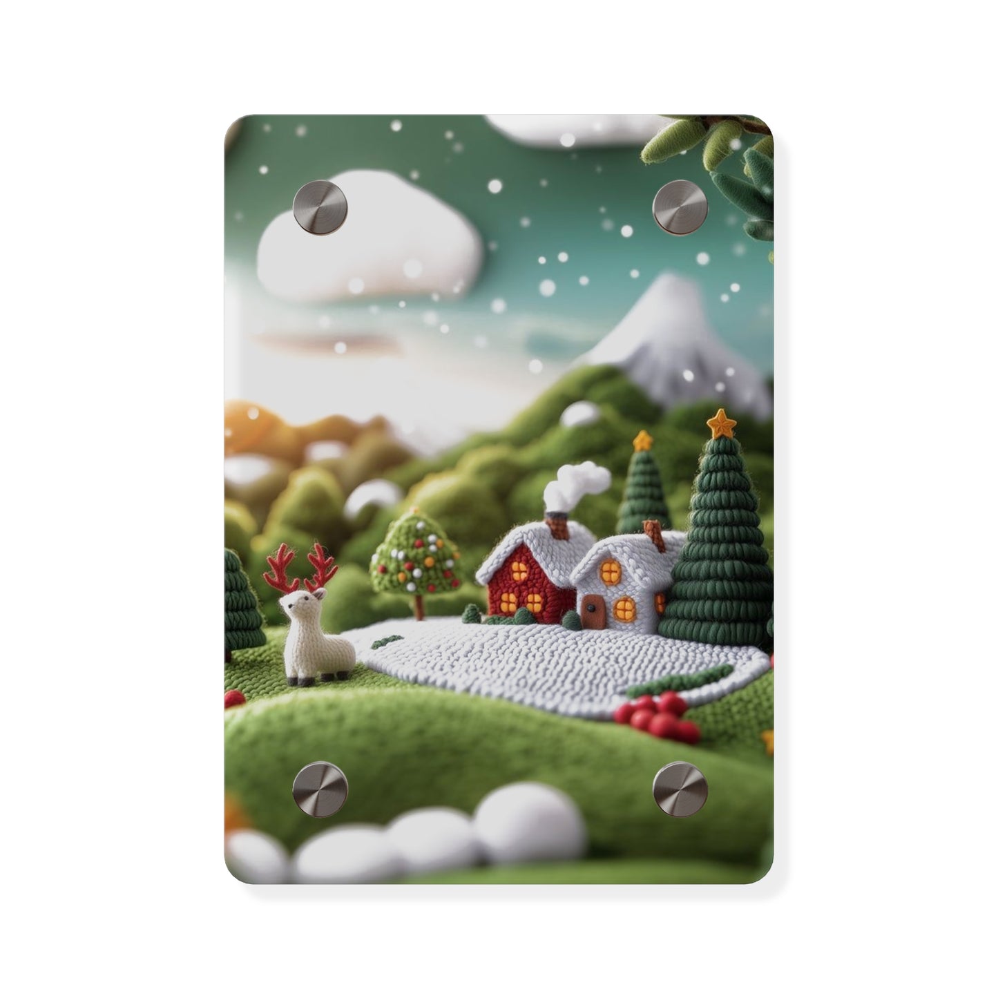 Crochet House Winter  Acrylic Wall Art Panels Home Decor